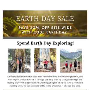 Celebrate Earth Day with 20% OFF site wide! 🌍