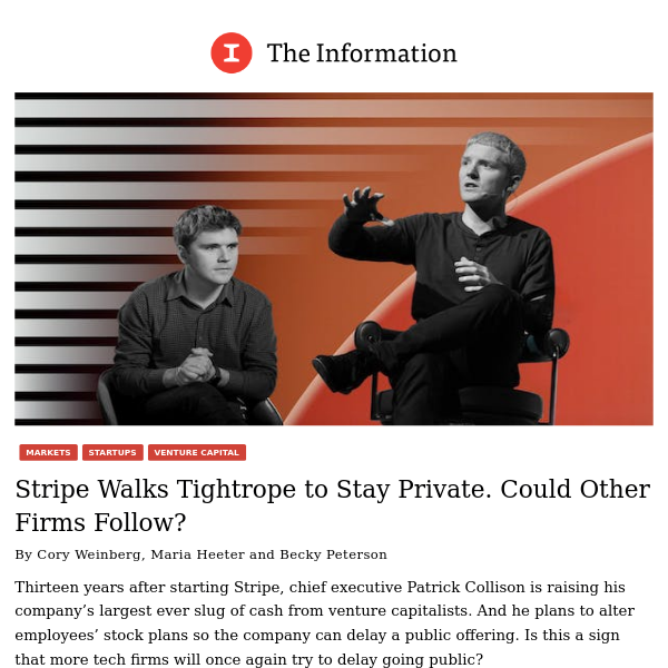 Stripe Walks Tightrope to Stay Private. Could Other Firms Follow?