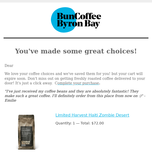Don't Miss Out! Your BunCoffee Byron Bay Cart is Expiring Soon 🕒☕