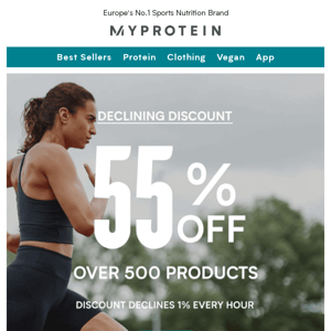 Declining discount: up to 55% off over 550 products