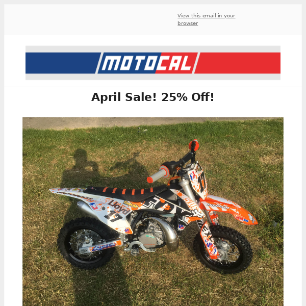 25% off decals in Motocal's Sale!