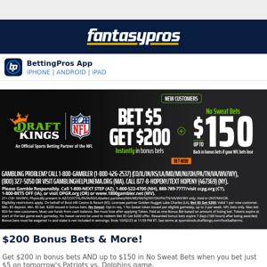 Pats vs. Dolphins: Get $100 off Sunday Ticket + $850 Bonus Bets💰