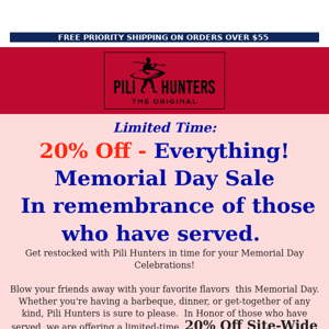 Memorial Day Sale Starts Now! Save 20%