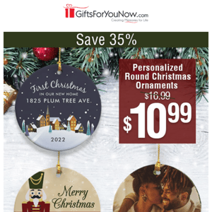 $10.99 Personalized Round Ornaments {Savings Don't Stop}