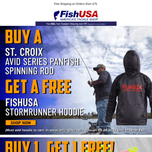 Get Your New FishUSA StormRunner Hoodie Free with Today's Deal!