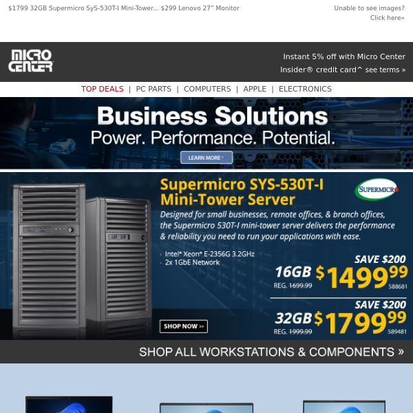$1499 16GB Supermicro SyS-530T-I Mini-Tower! $599 HP ZBook 16" Laptop