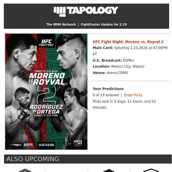 Tapology FightCenter - Monday, February 19th