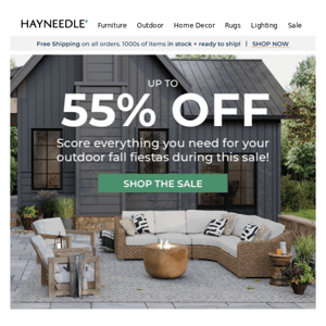 Up to 55% off outdoor furniture & decor!