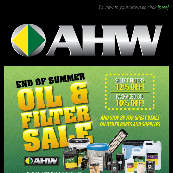 AHW Oil & Filter Special - Entire month of August
