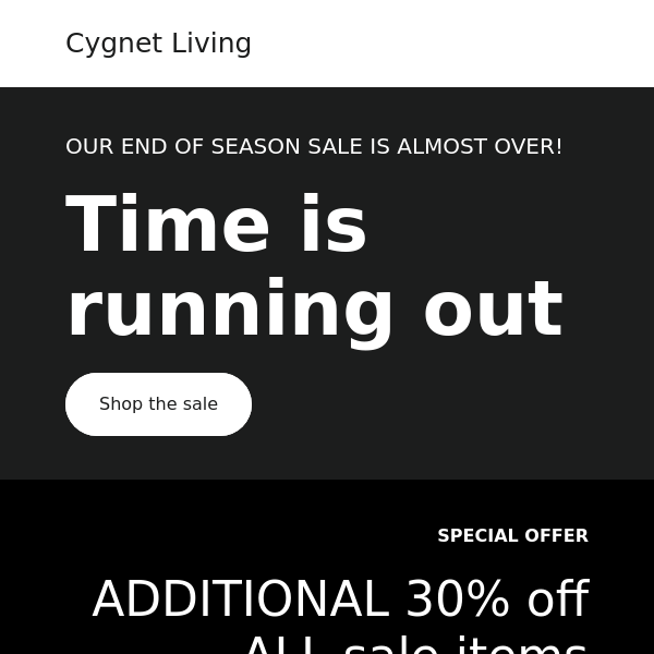 Time is running out on our end of season sale!