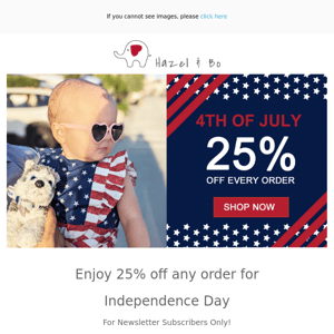 25% Off Independence Day Sale  🎉