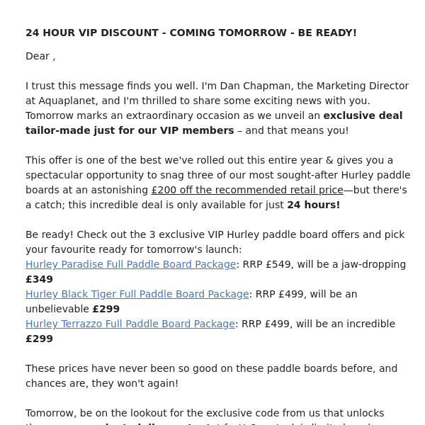 24 Hour VIP Discount - Coming Tomorrow - BE READY!