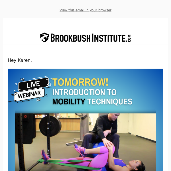 Tomorrow! Introduction to Mobility Techniques Webinar