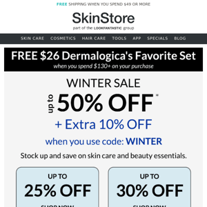 Save up to 50% Off Winter Sale + Extra 10% Off