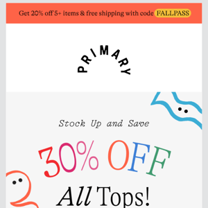 👀 30% OFF all tops + 20% OFF Fall Pass = stock up now ➡️