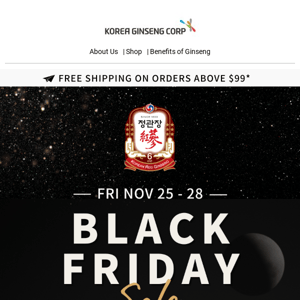 Black Friday Sale! Save up to 60% off on Korean Ginseng 🎁