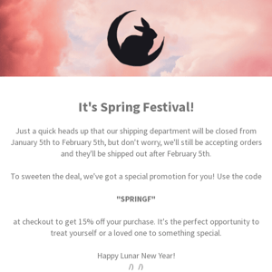 Spring Festival Notice!