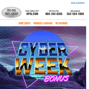 Cyber Week Bonus! Free Shipping on orders Over $199