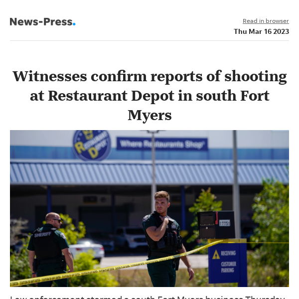 News alert: Witnesses confirm reports of shooting at Restaurant Depot in south Fort Myers