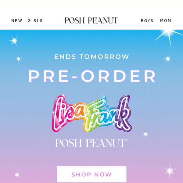 ENDS TOMORROW: Lisa Frank x Posh Peanut Pre-Orders