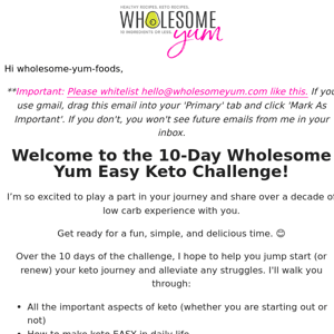 Welcome to the Wholesome Yum Easy Keto Challenge!