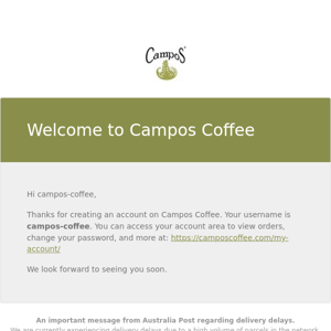 Your account on Campos Coffee