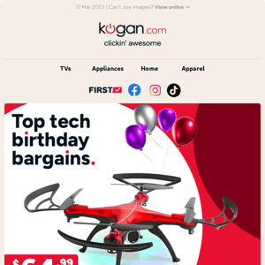 🎈Birthday Bargains: Camera Drone with VR Headset only $64.99 (SRP $129.99) & more