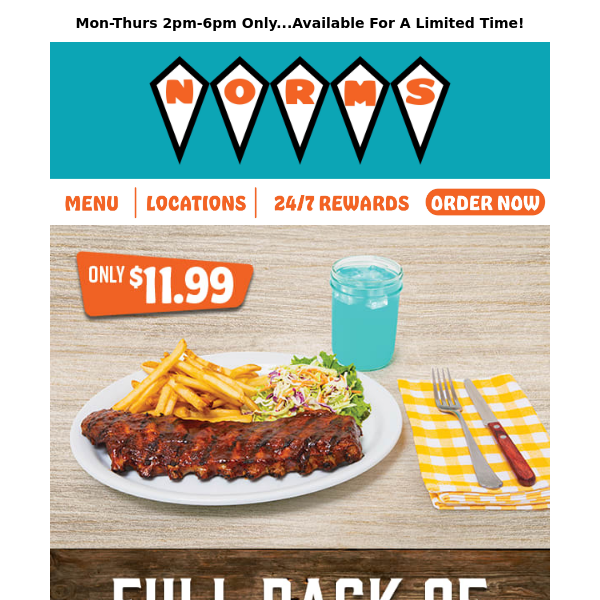 🍖💰Full Rack Of Baby Back Ribs Only $11.99...Ends Soon!