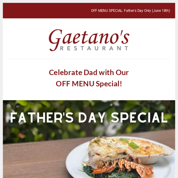 Off Menu Special for Father's Day!