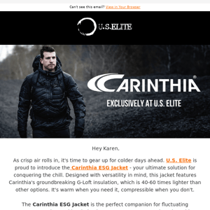 Feather-Light Warmth: Carinthia ESG Jackets Only at U.S. Elite!