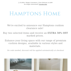 ✂️ Hamptons Cushion Clearance Sale