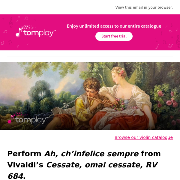 🎻 New sheet music: Perform Ah, ch’infelice sempre de Vivaldi.