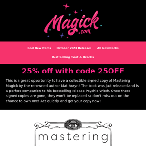 Last chance for signed copies of Mastering Magick! 😍