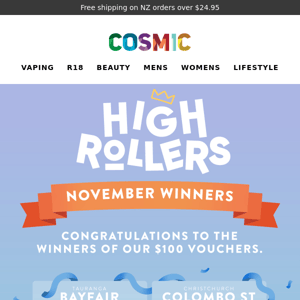 Discount Code Inside: Our December High Rollers $100 Winners!