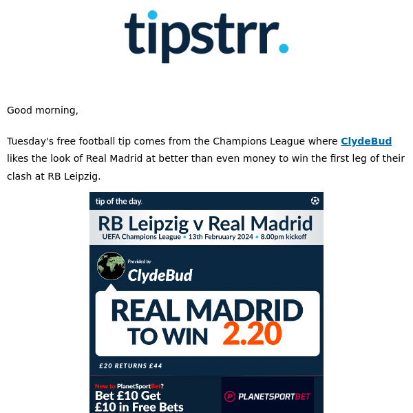 Free football tip from one of Tuesday's Champions League clashes