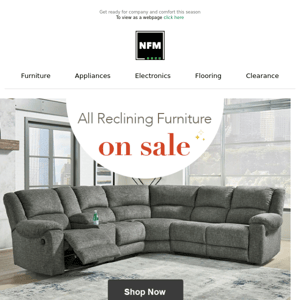 ALL Reclining Furniture on Sale