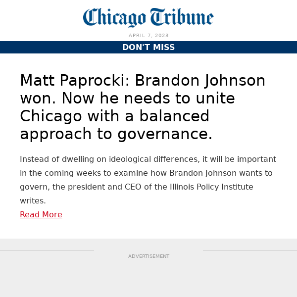 Brandon Johnson won. Now he needs to unite Chicago with a balanced approach to governance.