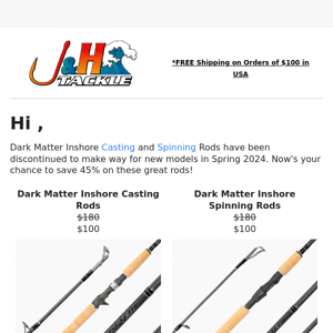 🚨 Almost Sold Out: 45% Off Dark Matter Inshore Casting & Spinning Rods!