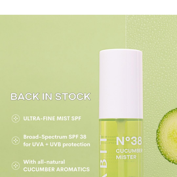 back in stock: Nº38 CUCUMBER MISTER