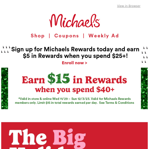 Michael's Coupon - 40% off in December 2023
