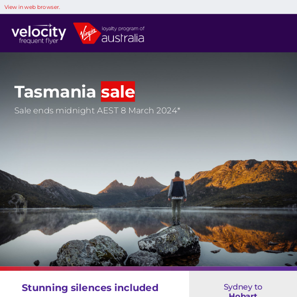 Enjoy some serenity with up to 30% off flights to Tasmania*