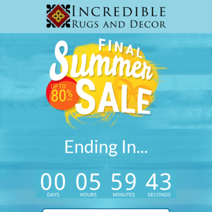 Ending tonight! Final Sale of Summer. Don't miss it.