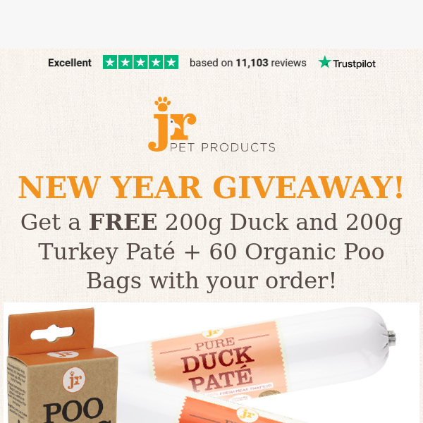 Free 2 x 200g Paté + 60 Poo Bags