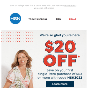 HSN, Get $20 Off Your First Purchase!