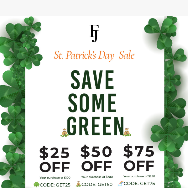 🍀 Your lucky day: $75 off inside!