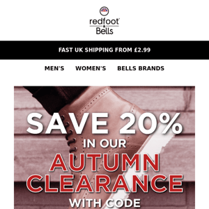 🍂 🍂 Our Autumn clearance  is still on.  Grab an extra 20% off with code CLEARANCE20. Shop now. 👍