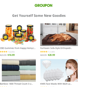 Today's Deals For You: CBD Gummies from Happy Hemp (..., FurHaven Sofa-Style Orthopedi..., Bamboo 1800 Thread Count 3 Li...