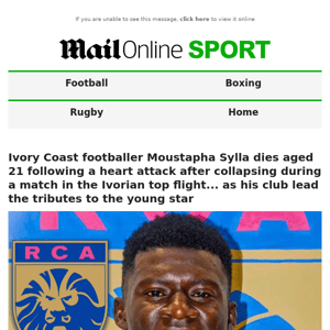 SHOCKING: 21-year-old Ivory Coast football player Moustapha Sylla  collapses, dies during match - Watch - Sports News
