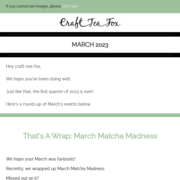 March Updates - Craft Tea Fox
