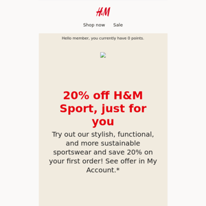 20% off H&M Sport, just for you🏃